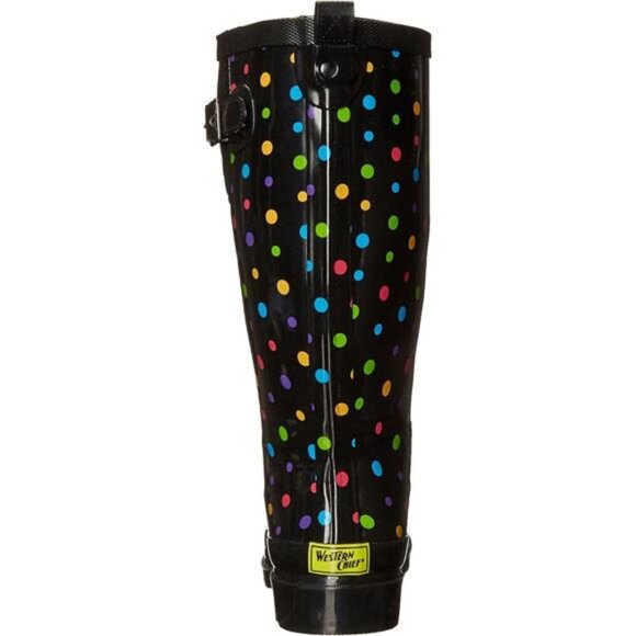 NEW Women's Unique Printed Tall 100% Waterproof Rain Boot Adjustable Strap - Picture 3 of 6